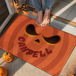 Personalized Funny Pumpkin Face Non-Slip Door Mat with Name Home Decor Halloween Gift for Family Friends