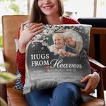 Personlig En kram från himlen Foto kardinal fågel Mjuk kasta kuddeöverdrag med text och namn heminredning minnesmärke sympati gåva för familj vän