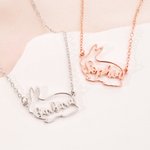Personalized Cute Rabbit Necklace with Name Rabbit Jewelry Birthday Gift for Women Girls Animal Lovers
