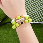 Personalised Tennis Ball Silicone Beaded Bracelet with Name Team Spirit Wear Game Day Birthday Gift for Cheerleader Tennis Enthusiast