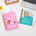 Personalized Birth Flower Cartoon Character Spiral A5 Notebook with Name Initial and Weekly Planner Page Birthday Christmas Gift for Family Friends