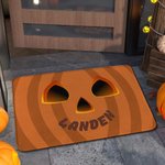 Personalized Funny Pumpkin Face Non-Slip Door Mat with Name Home Decor Halloween Gift for Family Friends