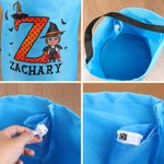 Personalized Cartoon Character Witch Hat Initial Glowing Candy Bucket with Name Trick or Treat Halloween Party Gift for Girls Boys
