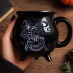 Personalised Witch Initial Black Cauldron Ceramic Coffee Mug with Name Halloween Party Gift for Family Friends