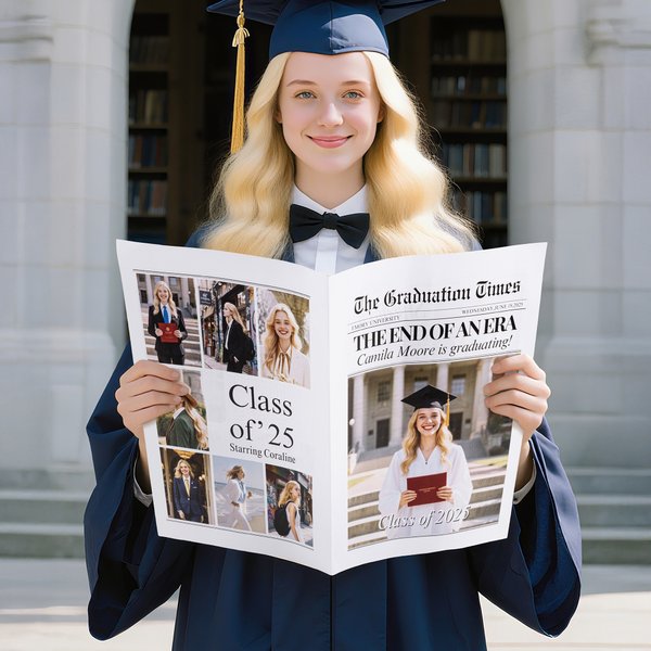 Personalized Graduation Newspaper with Name and Photo  for Flower Bouquet Graduation Gift for High School College Graduates
