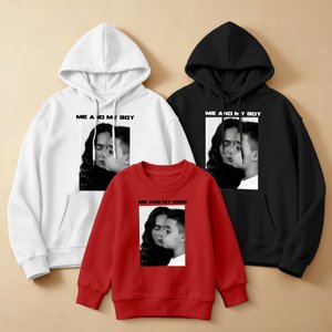 Personalised Multicolour Mother and Son Photo Design Soft Sweatshirt Hoodie with Text Daily Wear Birthday Christmas Gift for Kid Family