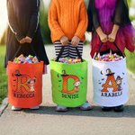 Personalized Cartoon Character Witch Hat Initial Glowing Candy Bucket with Name Trick or Treat Halloween Party Gift for Girls Boys
