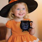 Personalised Witch Initial Black Cauldron Ceramic Coffee Mug with Name Halloween Party Gift for Family Friends