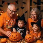 Personalized Ghost Bat Pumpkin Love Multicolour 100% Cotton T-shirt with 1-10 Names and Title  Halloween Gift for Family