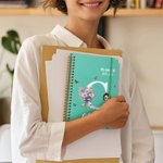 Personalized Birth Flower Cartoon Character Spiral A5 Notebook with Name Initial and Weekly Planner Page Birthday Christmas Gift for Family Friends