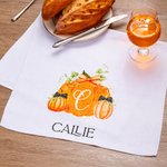 Personalized Preppy Pumpkin Initial Highly Absorbent Soft Waffle Tea Towel with Name Halloween Thanksgiving Gift for Cooking Enthusiast Family