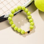 Personalised Tennis Ball Silicone Beaded Bracelet with Name Team Spirit Wear Game Day Birthday Gift for Cheerleader Tennis Enthusiast