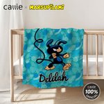 Personalized Cute Tail-Bouncing Marsupilami Soft Throw Blanket with Name Home Decor Birthday Christmas Gift for Kids | Callie × Marsupilami®