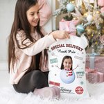 Personalised Special Delivery North Pole Santa Claus Canvas Drawstring Gift Bag with Name and Photo Christmas Gift for Friends Family