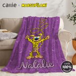 Personalized Cute Tail-Bouncing Marsupilami Soft Throw Blanket with Name Home Decor Birthday Christmas Gift for Kids | Callie × Marsupilami®