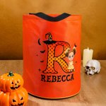 Personalized Cartoon Character Witch Hat Initial Glowing Candy Bucket with Name Trick or Treat Halloween Party Gift for Girls Boys