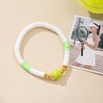 Personalised Tennis Ball Silicone Beaded Bracelet with Name Team Spirit Wear Game Day Birthday Gift for Cheerleader Tennis Enthusiast