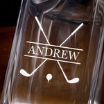 Personalized Classic Golf Elements Whiskey Decanter Wooden Storage Box Set with Name and Initial Birthday Game Day Gift for Golf Lovers