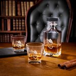 Personalisierte Fischerei Muster Whiskey Dekanter Gläser Set mit eingraviertem Namen Initiale und hölzerne Aufbewahrungsbox Geburtstagsgeschenk für Barkeeper