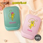 Marsupilami de cola larga personalizado Joyero de piel de PU con nombre y espejo LED ajustable Regalo de cumpleaños para niñas | Callie × Marsupilami