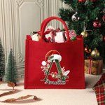 Gepersonaliseerde belletje kerstmuts grote capaciteit Jute rode tas met initialen en naam kerstfeest cadeau voor kinderen volwassenen