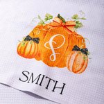 Personalized Preppy Pumpkin Initial Highly Absorbent Soft Waffle Tea Towel with Name Halloween Thanksgiving Gift for Cooking Enthusiast Family