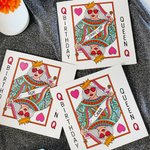 Personalised Poker Queen of  Red Heart Greeting Card with Name Birthday Gift for Women Friends