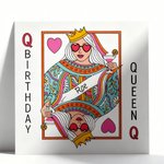 Personalised Poker Queen of  Red Heart Greeting Card with Name Birthday Gift for Women Friends
