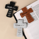 Personalized Inspirational Bible Verses Cross PU Leather Magnetic Bookmark Clip First Communion Back to School Baptism Gift for Christians Bookworms