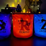Personalized Cartoon Character Witch Hat Initial Glowing Candy Bucket with Name Trick or Treat Halloween Party Gift for Girls Boys