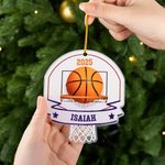 Henkilökohtainen koripallo akryyli roikkuu koriste nimi ja vuosi puu koristelu joululahja koripallo rakastaja