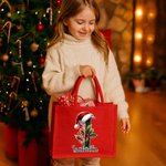 Gepersonaliseerde belletje kerstmuts grote capaciteit Jute rode tas met initialen en naam kerstfeest cadeau voor kinderen volwassenen