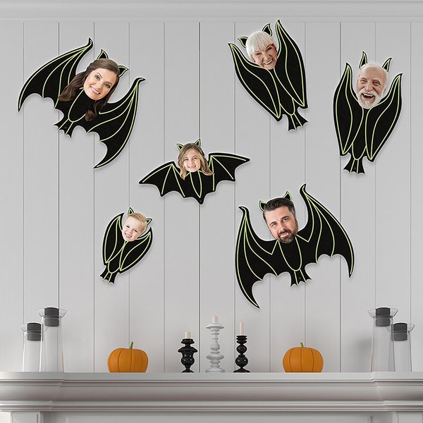 Personalisierte Gesicht Foto Vampir Familie Realistische hängende Fledermaus mit String Home Garden Dekoration Party Halloween Geschenk für Familie