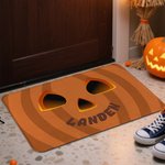 Personalized Funny Pumpkin Face Non-Slip Door Mat with Name Home Decor Halloween Gift for Family Friends