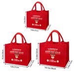 Personalised Merry Christmas Snowman Elk Large Jute Tote Bag with Name Daily Use Christmas Gift for Kids Family Friends