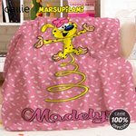 Personalized Cute Tail-Bouncing Marsupilami Soft Throw Blanket with Name Home Decor Birthday Christmas Gift for Kids | Callie × Marsupilami®