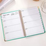 Personalized Birth Flower Cartoon Character Spiral A5 Notebook with Name Initial and Weekly Planner Page Birthday Christmas Gift for Family Friends