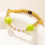 Personalised Tennis Ball Silicone Beaded Bracelet with Name Team Spirit Wear Game Day Birthday Gift for Cheerleader Tennis Enthusiast