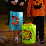 Personalized Cartoon Character Witch Hat Initial Glowing Candy Bucket with Name Trick or Treat Halloween Party Gift for Girls Boys