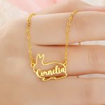 Personalized Cute Rabbit Necklace with Name Rabbit Jewelry Birthday Gift for Women Girls Animal Lovers