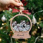 Personalised Our First Christmas Married Wooden Ornament with Name and Date Home Decor Christmas Gift for Couples
