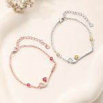 Personalised Heart-Shaped Birthstone Golf Bracelet Birthday Game Day Christmas Gift for Golf Lovers