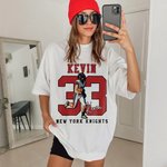 Personalized American Football Photo Heavyweight 100% Cotton T-shirt with Name and Number Game Day Club Gift for Sport Player Mom