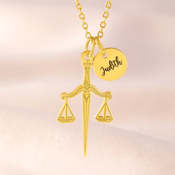 Gepersonaliseerde Schaal van Justitie ketting met naam schijf Weegschaal sieraden Waardering verjaardag kerstcadeau voor advocaat advocaat rechter paralegal