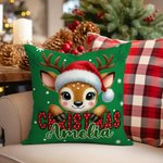 Personalized Cute Santa Hat Animal Soft Throw Pillow Cover with Name Home Decor Christmas Gift for Kids Family