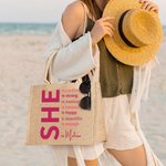 Personalized Positive Words Self-Expression Large Capacity Tote Bag with Name  Gift for Women Girls