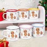 Personalized Christmas Gingerbread Man House 12 oz Enamel Mug with Name Christmas Gift for Boys Girls