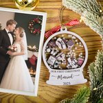 Personalised Our First Christmas Married Wooden Ornament with Name and Date Home Decor Christmas Gift for Couples