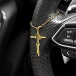 Personalized Birth Flower Christian Cross Steering Wheel Charm with Name Christian Baptism  Gift for Female Christian Drivers