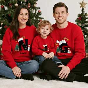 Personalizada Árboles de Navidad Muñecos de nieve Sudadera con capucha multicolor con iniciales y nombre Regalo de Navidad para la familia Amigos